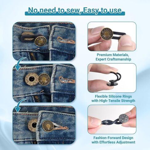 20Pcs Button Extenders for Jeans No Sew Waist Extender Buttons for Pants for Women and Men Waist Adjuster 0.7X1.4 Inches in Saudi Arabia