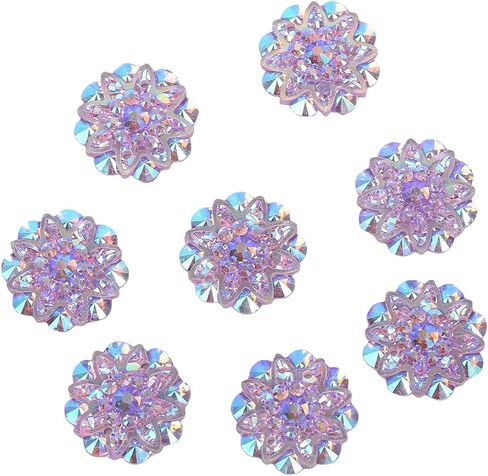 10PCS 18mm AB Resin Rhinestone Flatback Flower Buttons Sparkling Wedding Decor DIY Crafts Bridal Gowns Clothing Accessories in Saudi Arabia