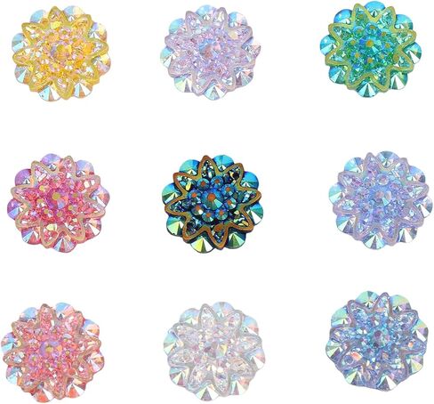 10PCS 18mm AB Resin Rhinestone Flatback Flower Buttons Sparkling Wedding Decor DIY Crafts Bridal Gowns Clothing Accessories in Saudi Arabia
