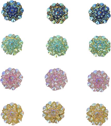 10PCS 18mm AB Resin Rhinestone Flatback Flower Buttons Sparkling Wedding Decor DIY Crafts Bridal Gowns Clothing Accessories in Saudi Arabia