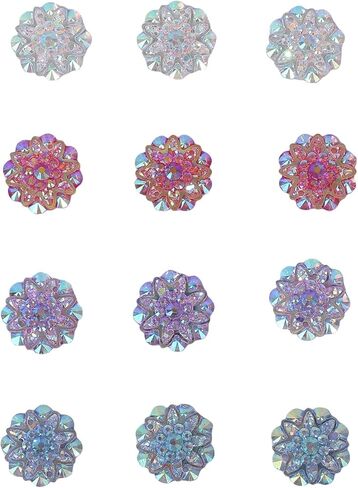 10PCS 18mm AB Resin Rhinestone Flatback Flower Buttons Sparkling Wedding Decor DIY Crafts Bridal Gowns Clothing Accessories in Saudi Arabia