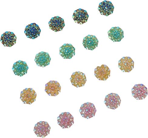 10PCS 18mm AB Resin Rhinestone Flatback Flower Buttons Sparkling Wedding Decor DIY Crafts Bridal Gowns Clothing Accessories in Saudi Arabia