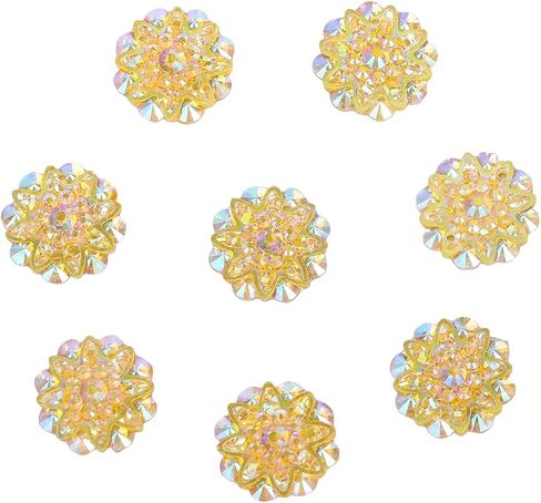 10PCS 18mm AB Resin Rhinestone Flatback Flower Buttons Sparkling Wedding Decor DIY Crafts Bridal Gowns Clothing Accessories in Saudi Arabia