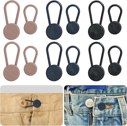 Button Extenders for Jeans, 3 Colors, Pants Waist Extension 1-1.4 Inches, Extender for Women Men, for Jeans, Pants, Skirts, and Other Bottoms with Button Closures (6) in Kuwait