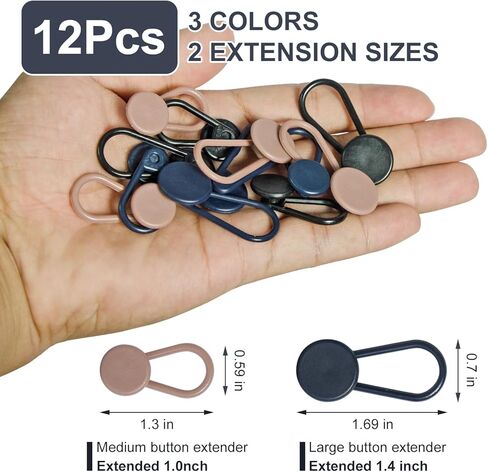 Button Extenders for Jeans, 3 Colors, Pants Waist Extension 1-1.4 Inches, Extender for Women Men, for Jeans, Pants, Skirts, and Other Bottoms with Button Closures (6) in Kuwait