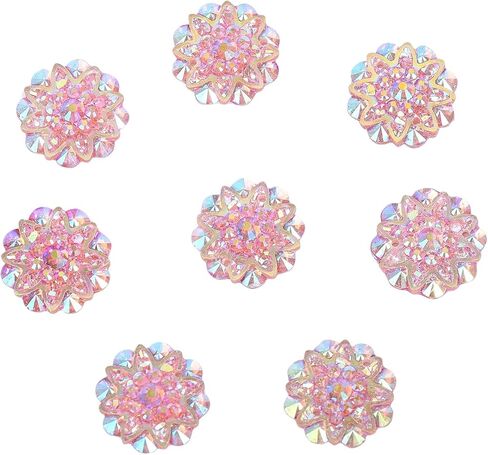 10PCS 18mm AB Resin Rhinestone Flatback Flower Buttons Sparkling Wedding Decor DIY Crafts Bridal Gowns Clothing Accessories in Saudi Arabia
