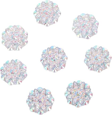 10PCS 18mm AB Resin Rhinestone Flatback Flower Buttons Sparkling Wedding Decor DIY Crafts Bridal Gowns Clothing Accessories in Saudi Arabia
