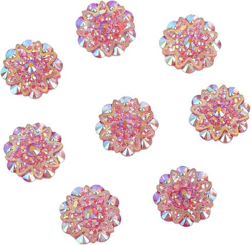 10PCS 18mm AB Resin Rhinestone Flatback Flower Buttons Sparkling Wedding Decor DIY Crafts Bridal Gowns Clothing Accessories in Saudi Arabia