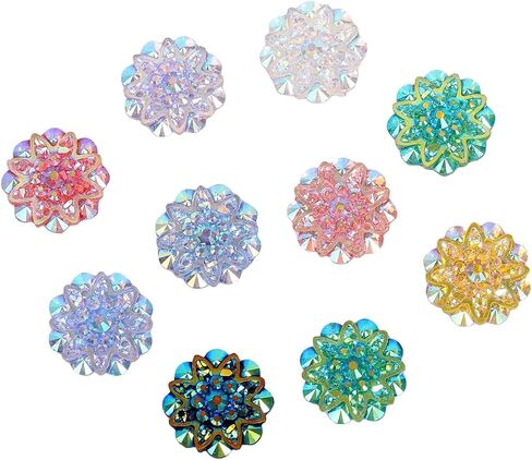 10PCS 18mm AB Resin Rhinestone Flatback Flower Buttons Sparkling Wedding Decor DIY Crafts Bridal Gowns Clothing Accessories in Saudi Arabia