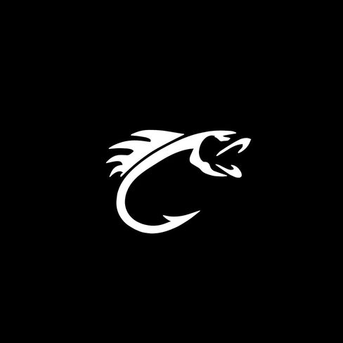 KamiDesigns Fish Hook Decal - White, Vinyl, Minimalist, Rectangular, Outdoor, 5x5 Inches - Car, Truck, Bumper, Window Pack of 1 in Kuwait