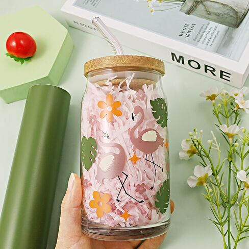 AHIJOY أبيض لامع الفينيل لاصق دائم لفة 12 "× 5ft لامع البريق لاصق الفينيل لكأس القدح ملصقات DIY الهدايا عطلة وديكور الحفلات in Kuwait