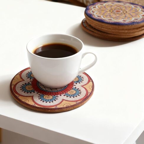 Drinks Coasters,Vintage Ethnic Floral Fabric Coasters Bar Coasters Cup Coasters for Friends,Housewarming,Party,Living Room Decor, 10pcs/Set, 5.12"/13cm (Mixed Colors) in Kuwait