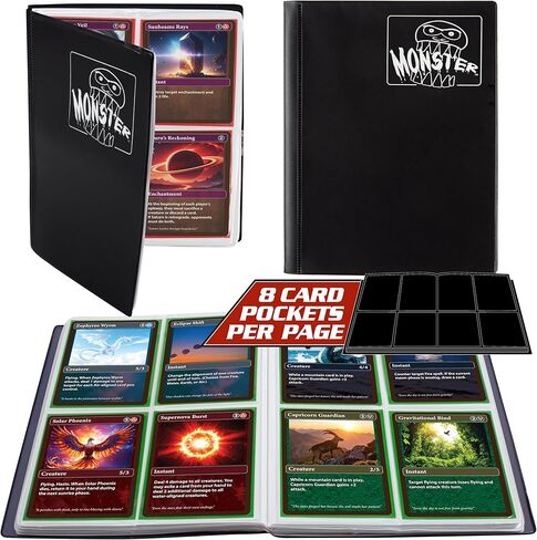 Monster 4 Pocket Trading Card Album- 20 Side Loading, Theft Deterrent, Padded Pages for Extra Protection- Deluxe Binder Holds 160 Yugioh, MTG, Magic The Gathering, Pokémon & Sport Cards-Matte White in Kuwait