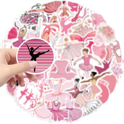Cute Pink Ballet Stickers,50PCS Ballerina Gifts for Girls Teens Adult, Preppy Sticker for Water Bottles Laptop Scrapbook Luggage Phone, Waterproof Vinyl Decals for Ballerina Party Favors (Pink) in Saudi Arabia