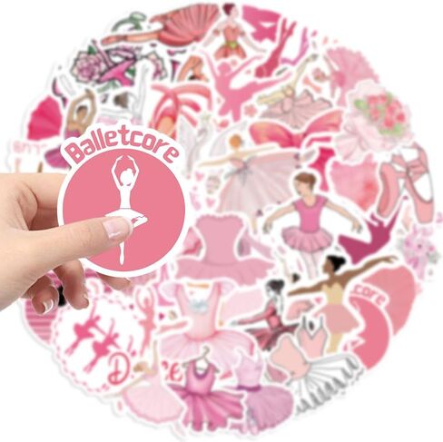 Cute Pink Ballet Stickers,50PCS Ballerina Gifts for Girls Teens Adult, Preppy Sticker for Water Bottles Laptop Scrapbook Luggage Phone, Waterproof Vinyl Decals for Ballerina Party Favors (Pink) in Saudi Arabia