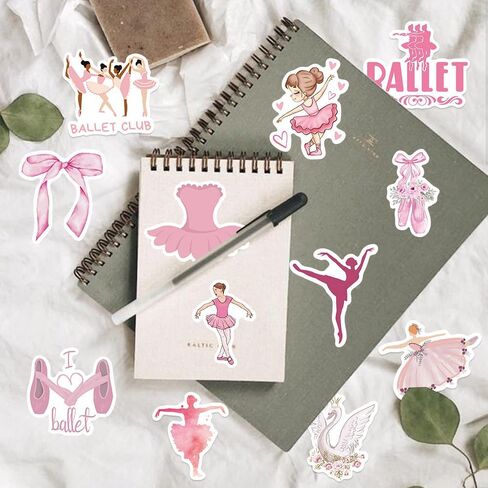 Cute Pink Ballet Stickers,50PCS Ballerina Gifts for Girls Teens Adult, Preppy Sticker for Water Bottles Laptop Scrapbook Luggage Phone, Waterproof Vinyl Decals for Ballerina Party Favors (Pink) in Saudi Arabia