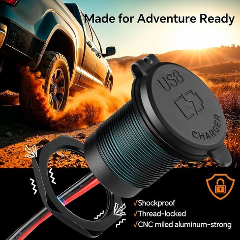 12V USB Outlet Wall Mount Aluminum PD3.0 and QC 3.0 Waterproof Dual Port DC 12~24V Socket USB C Cigarette Lighter Replacement for Boat RV Camper Trailer Truck Golf 2Pcs in Saudi Arabia