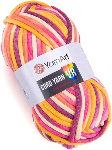 YarnArt Cord Rainbow Yarn - Cotton Polyester Crocheting and Knitting Yarn - Home Decoration Yarn for Baskets, Doormats, Rugs, Supla, Cushions, Blankets, Bags,Super Bulky #6, (1 Skein) (928) in Saudi Arabia