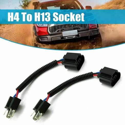 2PCS H4 HB2 9003 ذكر إلى H13 9008 أنثى محولات تسخير الأسلاك الأمامية - مقبس ضفيرة التحديثية الثقيلة للمصباح الأمامي أو ترقية ضوء الضباب - سدادات نايلون مقاومة للحرارة in Kuwait