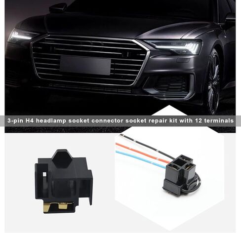 eMagTech 4 قطع H4 3 دبوس استبدال موصل المصباح مع محطات H4 لمبة إصلاح حامل موصل التوصيل موصل السيارات التوصيل 12 فولت in Saudi Arabia