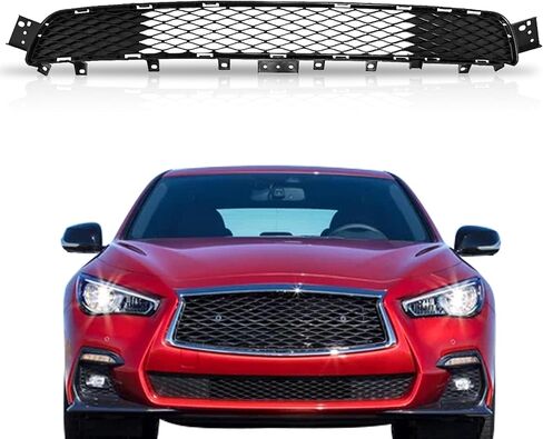 PartsFlow For 2018-2022 Infiniti Q50 Sport 3.0L Front Bumper Lower Black Grille Grill Without adaptive cruise in Saudi Arabia