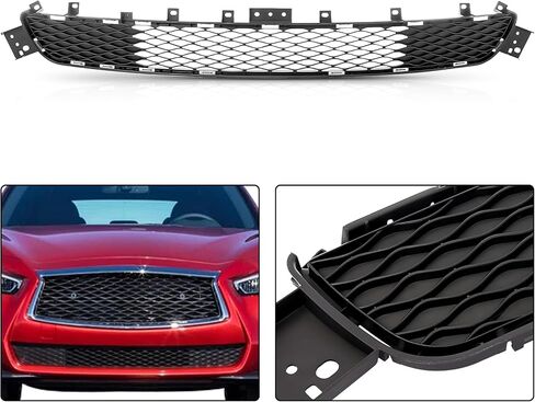 PartsFlow For 2018-2022 Infiniti Q50 Sport 3.0L Front Bumper Lower Black Grille Grill Without adaptive cruise in Saudi Arabia