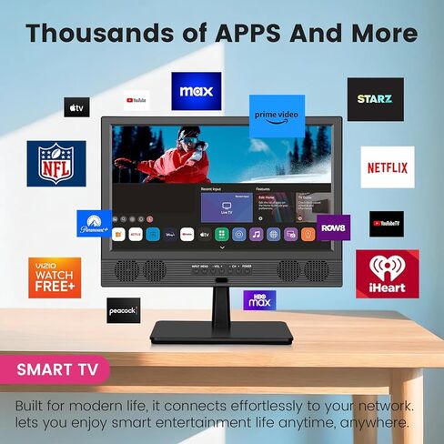 Portable TV,12inch Small Kitchen TV with Antenna-Batterys-USB/HDMI Port,12 Volt Charger Cable/AC Power-Wall Mounted TV for Caravan and Bedrooms in Kuwait