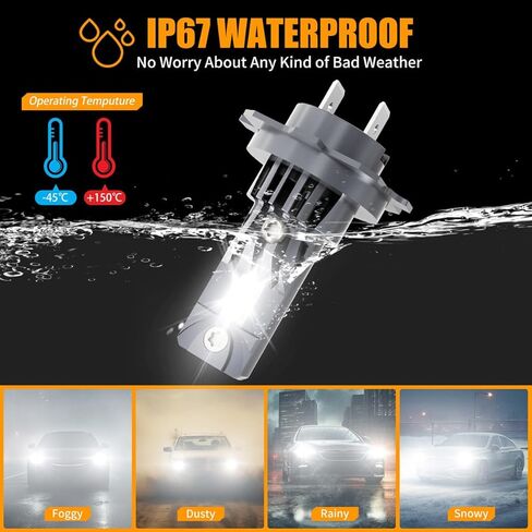 مصابيح إضاءة H7 لسيارة VW Tiguan (2018-2024)، 6500K أبيض بارد، أكثر سطوعًا بنسبة 500%، مجموعة شعاع عالي/منخفض، جاهزة للكانبوس، التوصيل والتشغيل، حزمة من 4 in Kuwait