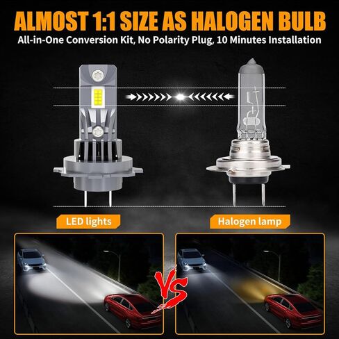 مصابيح إضاءة H7 لسيارة VW Tiguan (2018-2024)، 6500K أبيض بارد، أكثر سطوعًا بنسبة 500%، مجموعة شعاع عالي/منخفض، جاهزة للكانبوس، التوصيل والتشغيل، حزمة من 4 in Kuwait