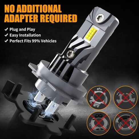 مصابيح إضاءة H7 لسيارة VW Tiguan (2018-2024)، 6500K أبيض بارد، أكثر سطوعًا بنسبة 500%، مجموعة شعاع عالي/منخفض، جاهزة للكانبوس، التوصيل والتشغيل، حزمة من 4 in Kuwait