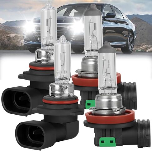 مناسب لسيارة Honda Accord 2013-2018 و2008-2012 كوبيه مصابيح أمامية هالوجين، 9005/HB3 شعاع عالٍ + H11 مصابيح أمامية هالوجين منخفضة الشعاع، مجموعة مصابيح بديلة للمصابيح الأمامية، التوصيل والتشغيل، أبيض دافئ، حزمة من 4 قطع in Kuwait