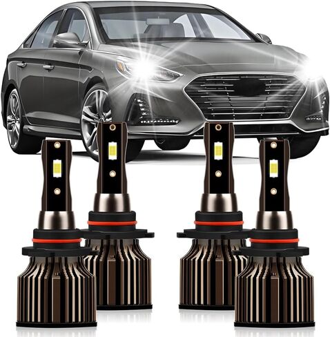 Compatible For Hyundai Sonata 2015-2022 Light Bulbs, 9005 High Beam 9005 Low Beams Light Bulbs, 30000LM 400% Brightness, 6000K White, Plug and Play, Pack of 4 in Saudi Arabia