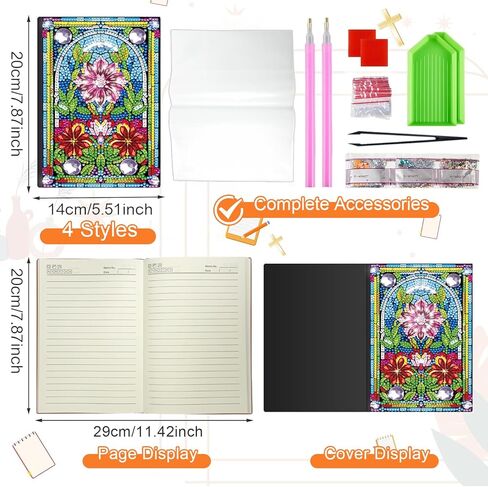 Josongslax Diamond Art Kits for Teens, 4 Pack 5D Gem Dots Art Journals Painting A5 Notebooks for Kids 8-12, DIY Crafts Kit for Adult Women,Birthday Christmas Gifts for Girls and Boys 9-13,13-18 in Saudi Arabia