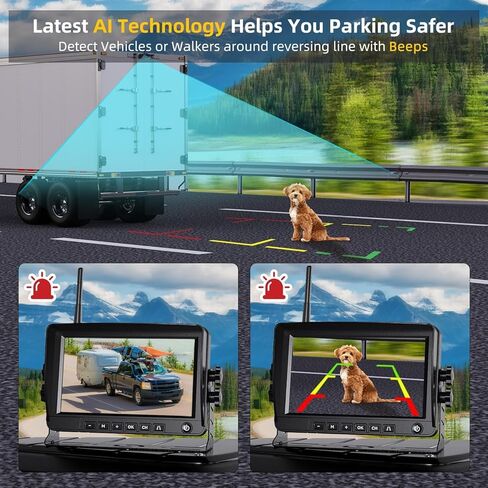كاميرا احتياطية لاسلكية خالية من التثبيت لـ RV: شاشة DVR مقاس 7 بوصة، 1 دقيقة سهلة التركيب تعمل بالطاقة الشمسية المغناطيسية المقاومة للماء وكاميرا الرؤية الخلفية القابلة لإعادة الشحن HD 1080P رؤية ليلية لشاحنات RVs والمعسكرات in Kuwait