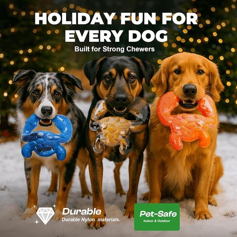 Dog Chew Toys for Aggressive chewers, Tough Dog Toys for Large Medium Breed, Dog Teething Toys to Keep Them Busy, Durable Nylon Bone for Boredom, Real Bacon, Christmas Birthday Gifts for Dogs in Saudi Arabia