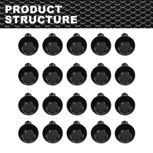 Body Bolts- M6-1.0 x 20mm Long- 10mm Hex- 17mm Washer- 20 Bolts- #171 Compatible with Honda in Saudi Arabia