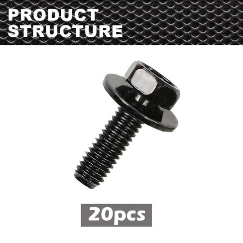 Body Bolts- M6-1.0 x 20mm Long- 10mm Hex- 17mm Washer- 20 Bolts- #171 Compatible with Honda in Saudi Arabia