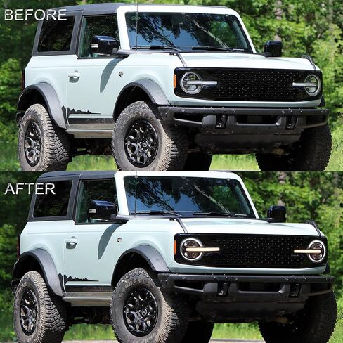 مصابيح أمامية متعددة الألوان من VLAND تناسب 2021-2024 Ford Bronco 6th Gen U725 (غير مناسبة Raptor/Sport)، مصابيح أمامية LED مع إشارة انعطاف، مصابيح أمامية لجهاز العرض in Saudi Arabia