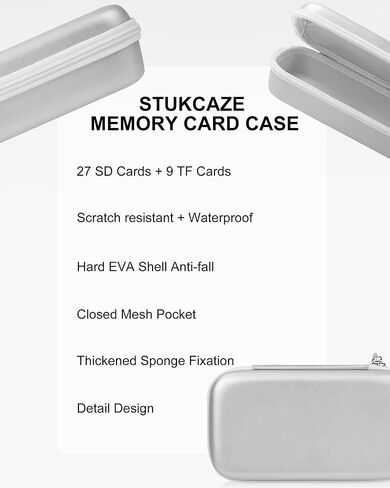 Memory Card Case with Plastic Memory Cards Case Water-Resistant and Anti-Shock 36 Slots Memory Card Holder, 27 Micro SD Card & 9 SD SDHC SDXC Card Storage Organizer for Camera Switch Cards in Kuwait