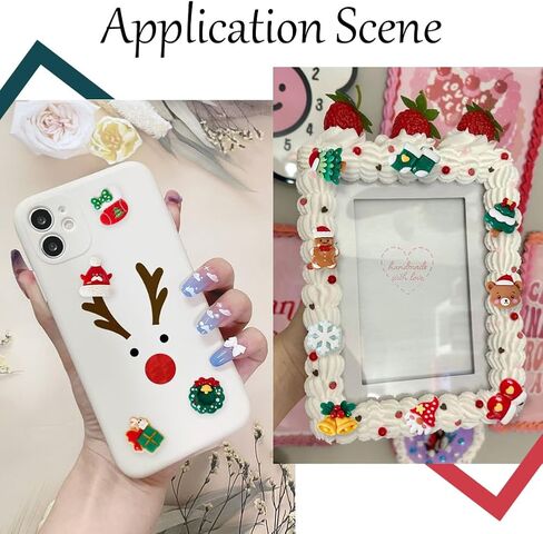 SUNNYCLUE 72Pcs 12 Styles Resin Christmas Charm Holiday Cabochons Bulk Assorted Flatback Winter Xmas Tree Socking Bell Deer Candy Cabochon for DIY Crafting Jewelry Making Embellishments Accessories in Saudi Arabia