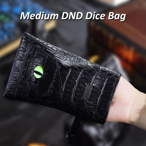 حقيبة النرد مع تصميم عنصر التنين لنرد D&D، حقيبة تخزين برباط من جلد البولي يوريثان لألعاب DND RPG MTG والعملات المعدنية وإكسسوارات TTPRG، هدية DND (أخضر) in Saudi Arabia