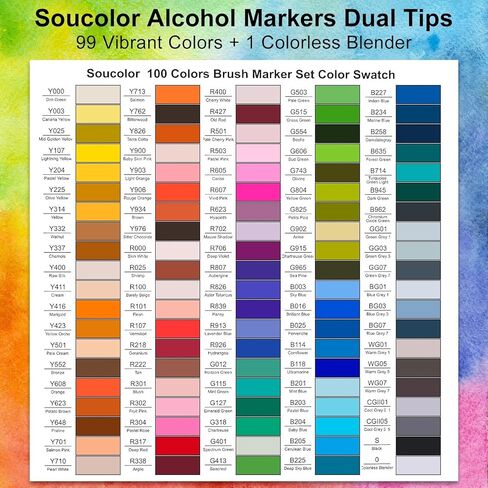 Soucolor Alcohol Markers Set, 101 Dual Tip Permanent Artist Coloring Markers for Adult Coloring Books, Sketching and Illustrations, Card Making Art Supplies Drawing Set with Case for Easy Storage in Kuwait