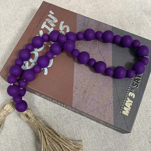 Handcrafted Farmhouse Wooden Decorative Beads Garland, Table Tray Boho Wood Beads with Tassel, Small Rustic Antique Decor for Home and Events (Rustic White) in Saudi Arabia