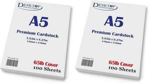 Premium A5 (8.3"x 5.83") Cardstock - 65lb Cover (176 gsm) White (100 Sheets) in Saudi Arabia