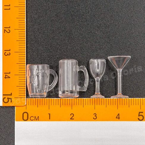 Odoria Dollhouse Drinking Glasses Miniature: 1/12 Scale Wine Cocktail Glass for Kitchen Bar - Mini Beer Mug Stein Highball Glass Clear 4Pcs in Saudi Arabia