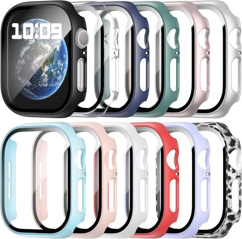 12 Pack Hard PC Case for Apple Watch 40mm SE 3 SE 2 Series 6 5 4 SE | Ultra-Thin Tempered Glass Screen Protector Cover Overall Shockproof Protective Bumper Compatible with iWatch 40mm Accessories in Saudi Arabia
