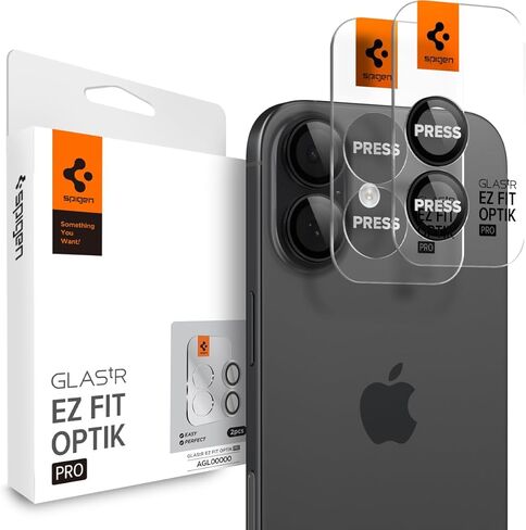 واقي شاشة لعدسة الكاميرا من Spigen [GlasTR EZ Fit Optik Pro] مصمم لهاتف iPhone 16 Plus/iPhone 16 [صديق للحافظة] - أسود [عبوة من قطعتين] in Saudi Arabia