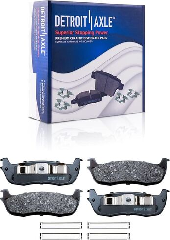 محور ديترويت - طقم فرامل لـ 2000-2003 Ford F-150 2WD 5Lug - [2002 Lincoln Blackwood] دوارات فرامل قرصية محفورة وخلفية مشقوقة وسادات فرامل سيراميك 2001 2002 بديلة in Kuwait