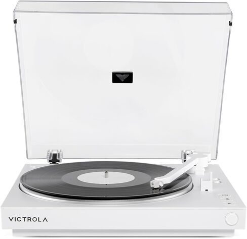 قرص دوار بلوتوث أوتوماتيكي بالكامل من Victrola مع خرطوشة Audio Technica ATN3600L، وظيفة التكرار التلقائي، مشغل تسجيل فينيل بسرعتين، تدفق بلوتوث لاسلكي، Preamp وطبق من الألومنيوم in Saudi Arabia