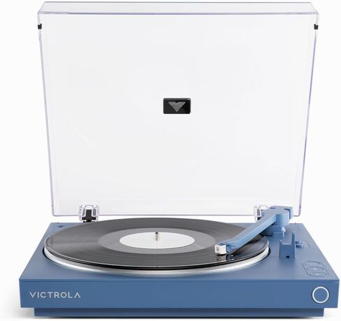 قرص دوار بلوتوث أوتوماتيكي بالكامل من Victrola مع خرطوشة Audio Technica ATN3600L، وظيفة التكرار التلقائي، مشغل تسجيل فينيل بسرعتين، تدفق بلوتوث لاسلكي، Preamp وطبق من الألومنيوم in Saudi Arabia